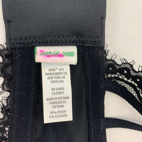 American Eagle Aerie Push Up Tufted Lace Bra - Black, Size 34DD NWOT - Picture 3 of 8
